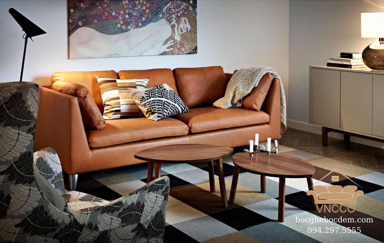 5 ý tưởng trang trí phòng khách với ghế sofa da nâu